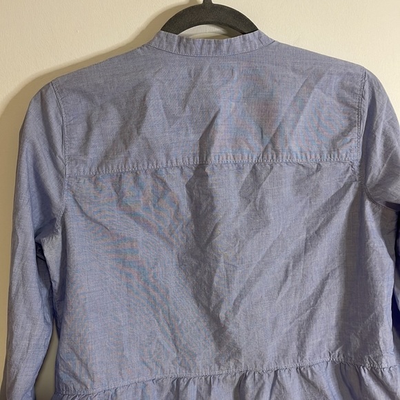 Classic Career Shirt Preppy Madewell Academia Small Blue Ruffle Button Casual - Picture 9 of 10